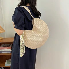 Summer Ladies Straw Woven Beach Handbag Top-Handle Shoulder Bag K205