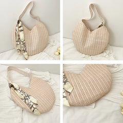 Summer Ladies Straw Woven Beach Handbag Top-Handle Shoulder Bag K205
