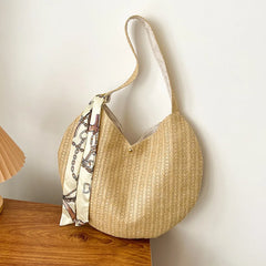 Summer Ladies Straw Woven Beach Handbag Top-Handle Shoulder Bag K205