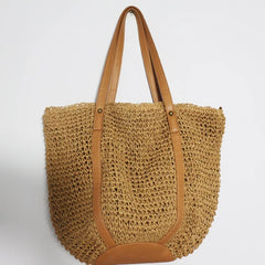 Summer Female Straw Shoulder Handbag Tote for Women Hollow Beach Travel Bag