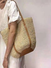 Summer Female Straw Shoulder Handbag Tote for Women Hollow Beach Travel Bag