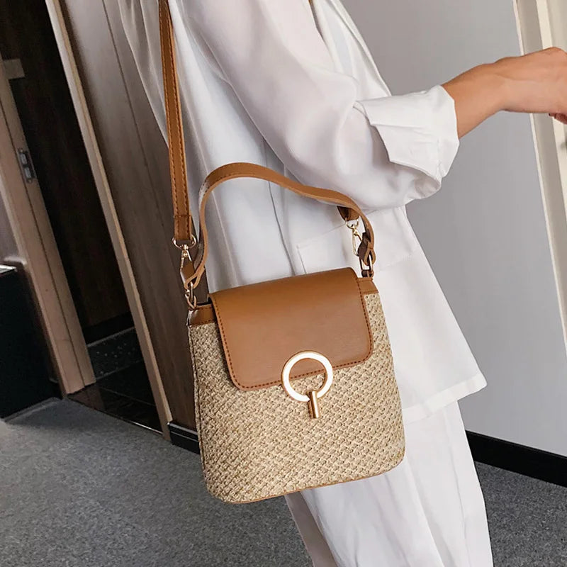 Summer Woven Bag Women Shoulder Bag Vintage Crossbody Bag for Women