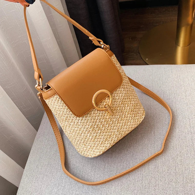 Summer Woven Bag Women Shoulder Bag Vintage Crossbody Bag for Women