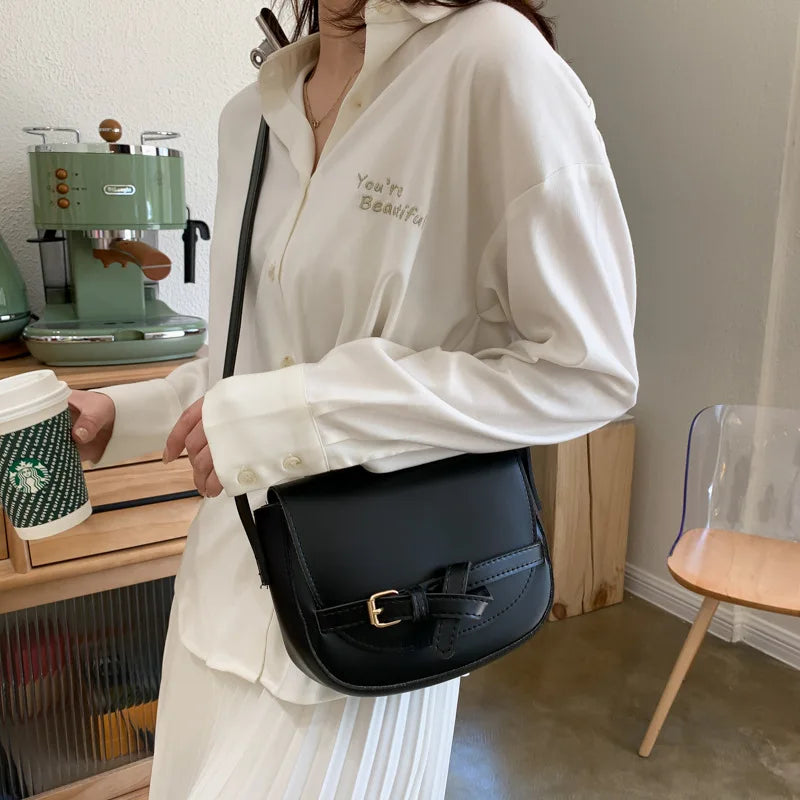 Summer Ladies Handbag Saddle Bag Shoulder Bag PU Leather Women Messenger Crossbo