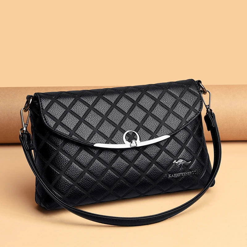 Summer Plaid Crossbody Bag Women Messenger Bag Lock Cross Body