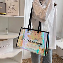 Summer PVC Clear Ladies Tote Bag Laser Colourful Women's Shopper Bag
