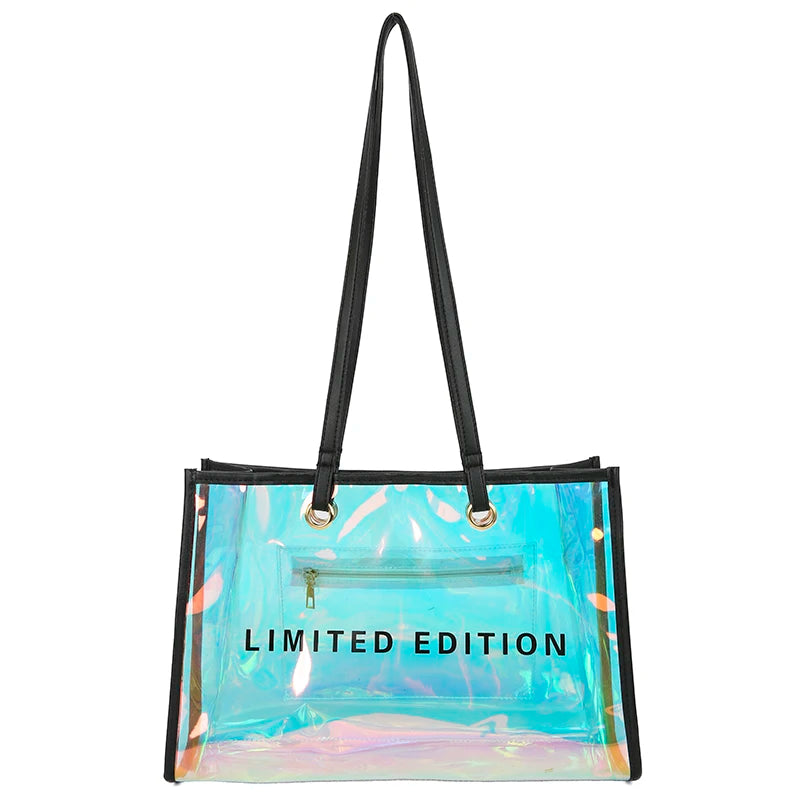 Summer PVC Clear Ladies Tote Bag Laser Colourful Women's Shopper Bag