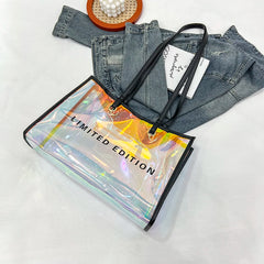 Summer PVC Clear Ladies Tote Bag Laser Colourful Women's Shopper Bag