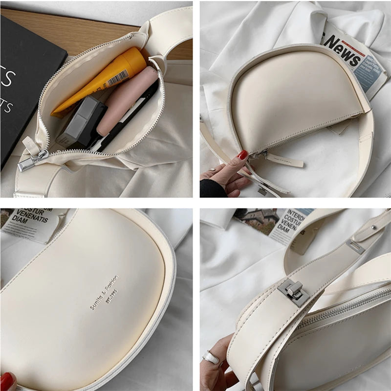 Summer Saddle Shoulder Crossbody Bag for Women Wide Strap Underarm Handbags