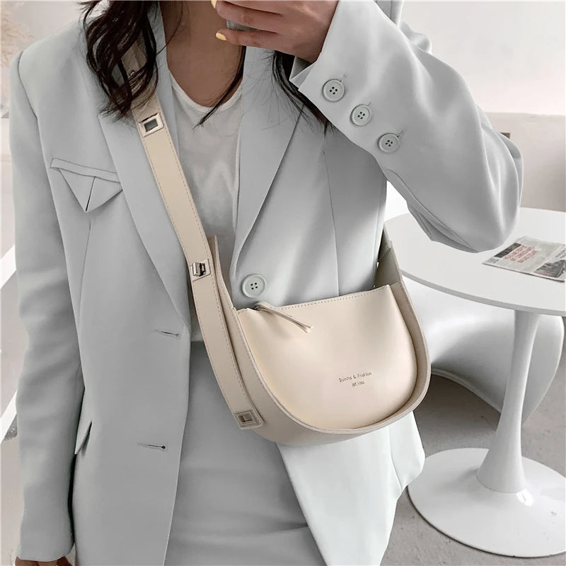Summer Saddle Shoulder Crossbody Bag for Women Wide Strap Underarm Handbags