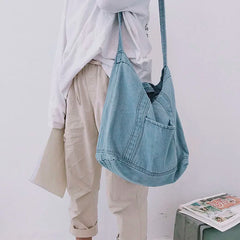 Denim Shoulder Bag for Women Casual Large Capacity Handbag