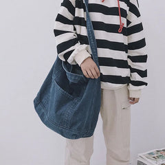 Denim Shoulder Bag for Women Casual Large Capacity Handbag
