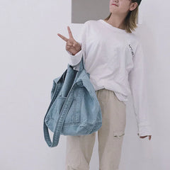 Denim Shoulder Bag for Women Casual Large Capacity Handbag