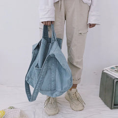 Denim Shoulder Bag for Women Casual Large Capacity Handbag