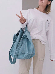 Denim Shoulder Bag for Women Casual Large Capacity Handbag