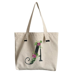 Summer Floral Initial Flower Letter Bolsa Feminina Shoulder Canvas Bag
