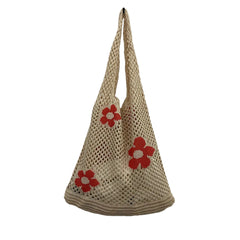 Summer Flower Handbag Knitted Shoulder Bag Large Tote