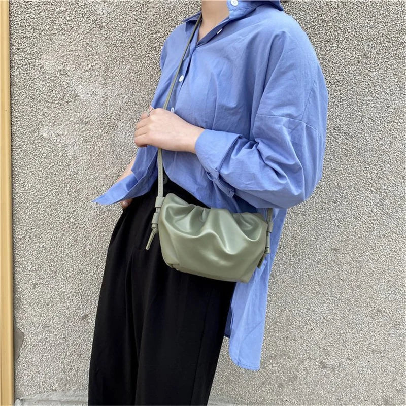 Summer Girl Shoulder Dumpling Small Bag Female Mini Pleated Crossbody Soft Bag