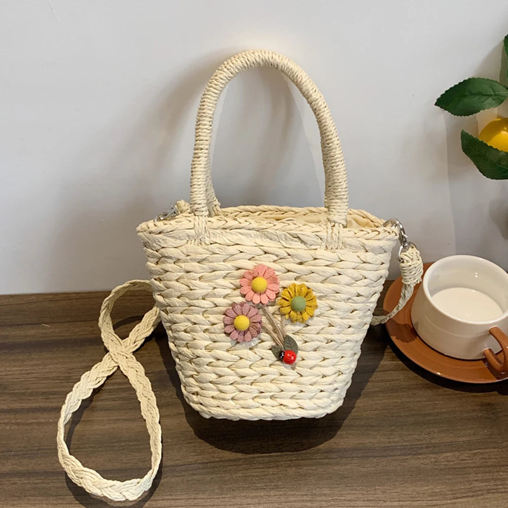 Summer Hand-Woven Commute Bag Casual Flower Basket Shape