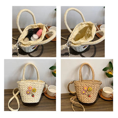 Summer Hand-Woven Handbag Casual Flower Portable Basket Shape