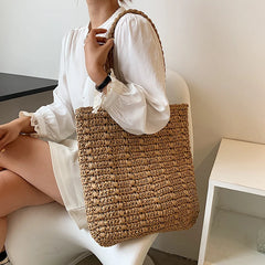 Bohemian Straw Beach Totes Handbag Lady Travel Shopper Weaving Bags