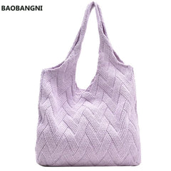 Summer Knitting Tote Bag Large Capacity Shoulder Bag Casual Retro Woman Bolsas