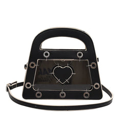 Transparent Beach Tote Bag Leather Heart Crossbody Women's Party Bag