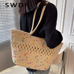 Summer Straw Handbags Hollow Beach Woven Messenger Shoulder Bags