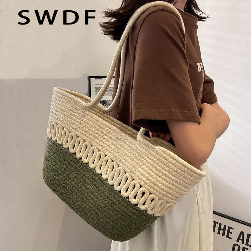Summer Straw Handbags Hollow Beach Woven Messenger Shoulder Bags