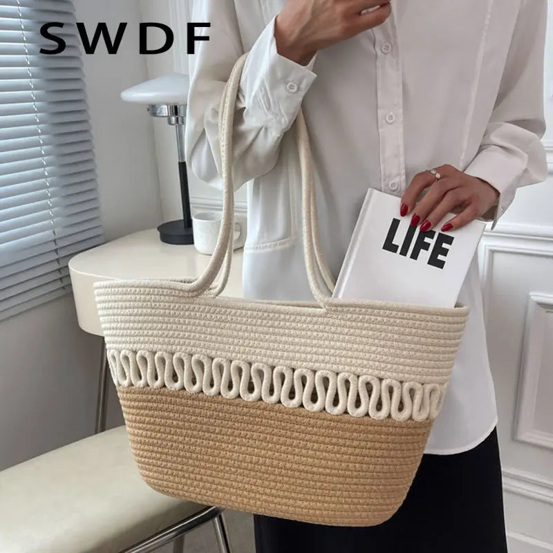 Summer Straw Handbags Hollow Beach Woven Messenger Shoulder Bags