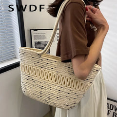 Summer Straw Handbags Hollow Beach Woven Messenger Shoulder Bags