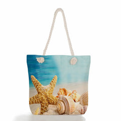 Summer High Capacity Linen Beach Bag Plant Eco Reusable Shopper Bag