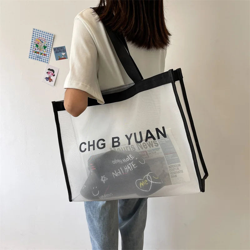 Summer Ins Women Bag Transparent Shoulder Tote Large-capacity Handbag