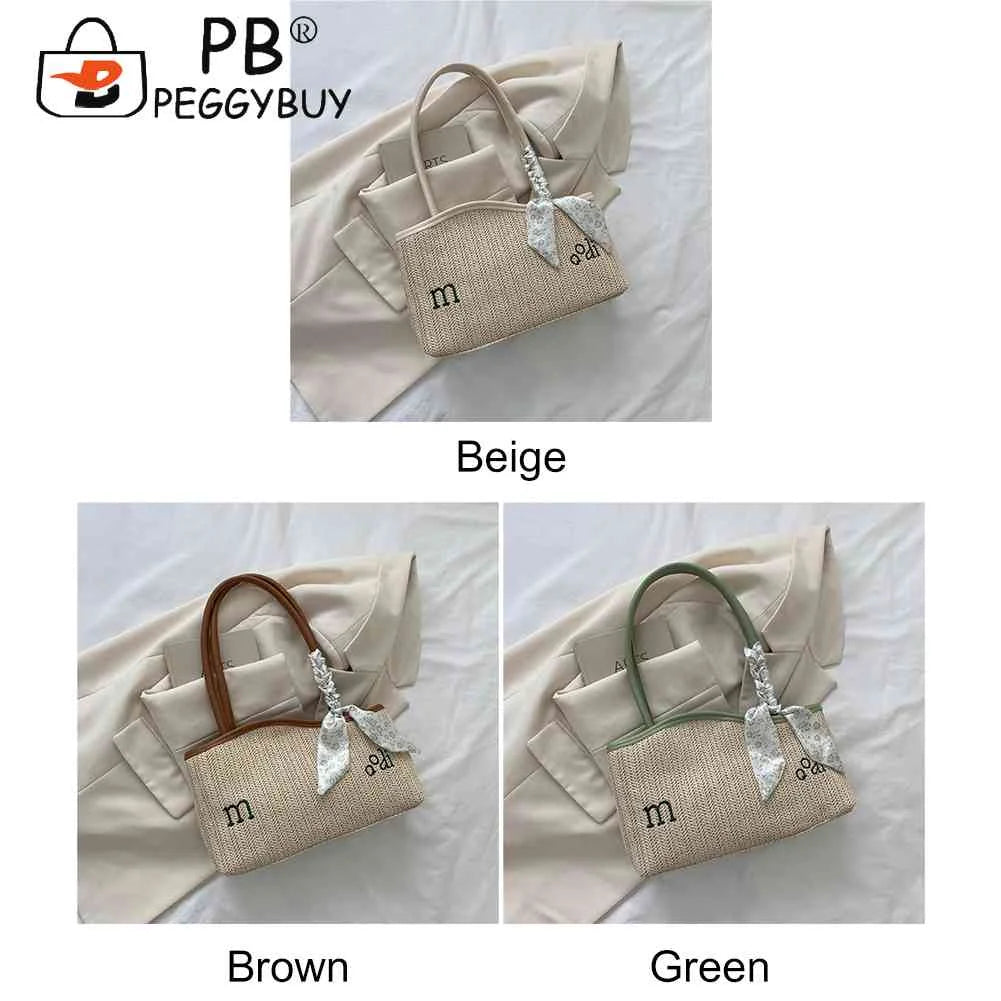 Summer Straw Shoulder Bag Beach Tote Handbag