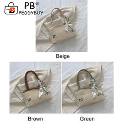 Summer Straw Shoulder Bag Beach Tote Handbag