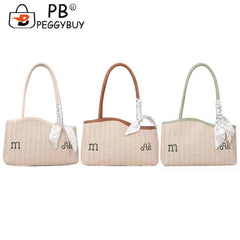 Summer Straw Shoulder Bag Beach Tote Handbag