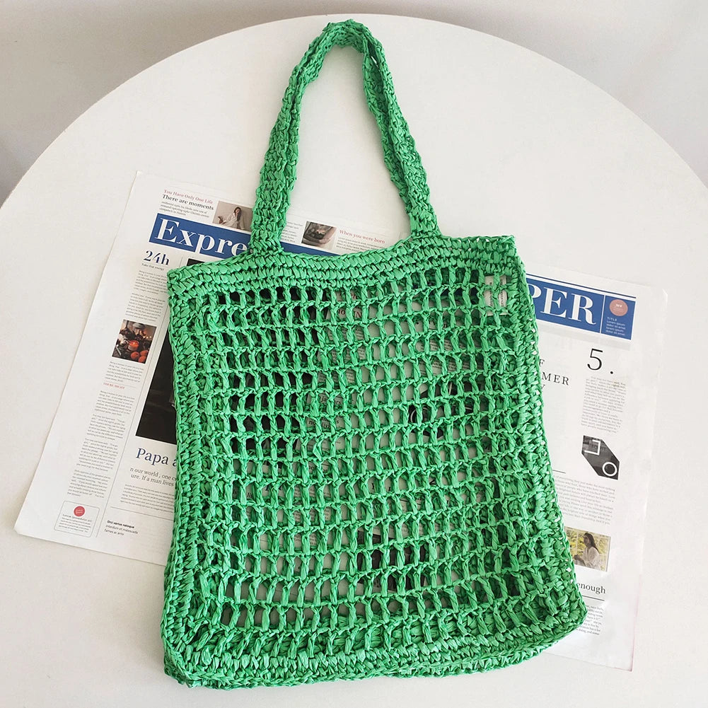 Summer Woven Tote Hollow Weaving Underarm Bag for Seaside Holiday