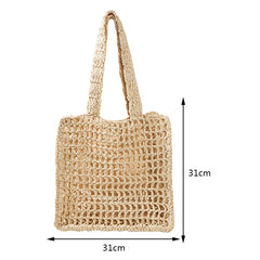 Summer Woven Tote Hollow Weaving Underarm Bag for Seaside Holiday