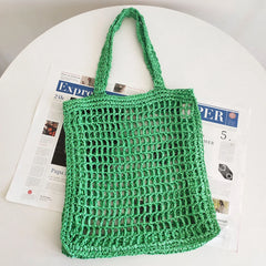 Summer Woven Tote Hollow Weaving Underarm Bag for Seaside Holiday