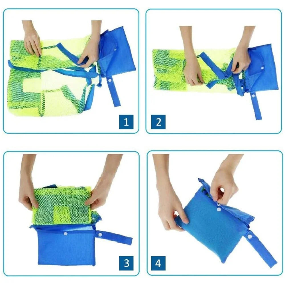 Large Mesh Beach Bag for Towels Toys Waterproof Pocket Outdoors Picnic Tote