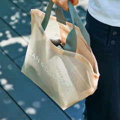 Summer Large Capacity Beach Totes Women Solid Mesh Bag Durable Holiday Beach Bag