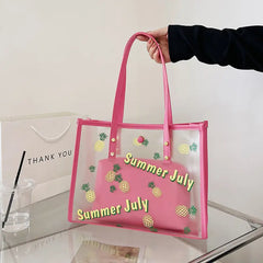 Summer Jelly Bag for Women Two Piece Print Seaside Shopping Shoulder Bag