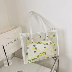 Summer Jelly Bag for Women Two Piece Print Seaside Shopping Shoulder Bag