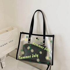 Summer Jelly Bag for Women Two Piece Print Seaside Shopping Shoulder Bag