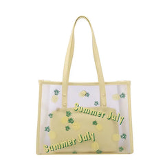 Summer Jelly Bag for Women Two Piece Print Seaside Shopping Shoulder Bag