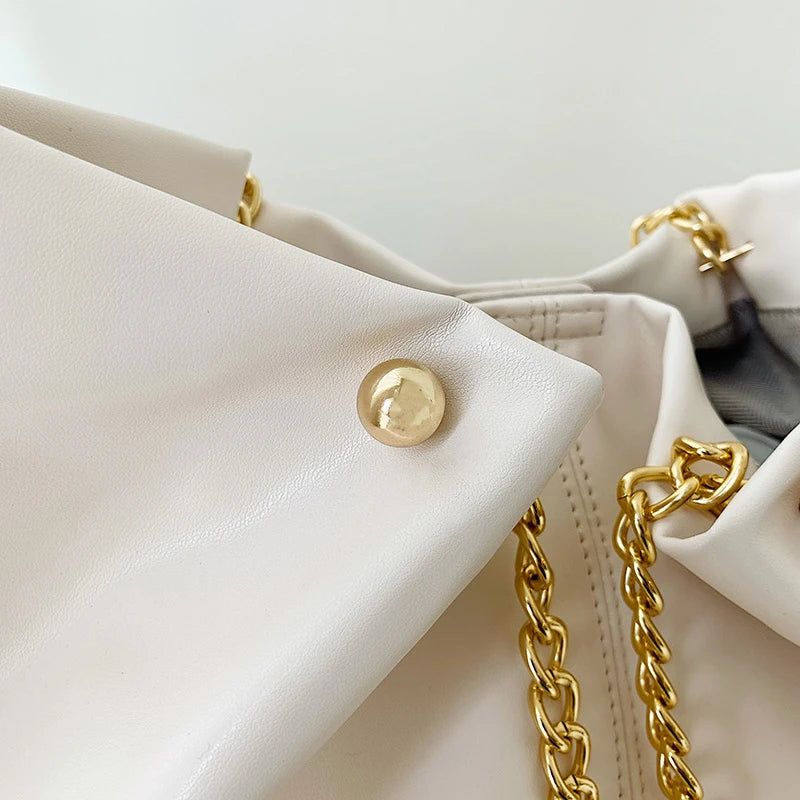 Summer Soft Leather Chain Women Shoulder Bag Large Capacity Ladies Tote