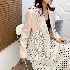 Summer Mesh Hollow Bag For Women Large Capacity Straw Bag