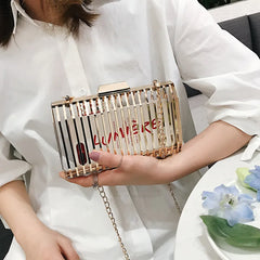 Summer Metal Hollow Square Chain Crossbody Bags for Women Small Bags