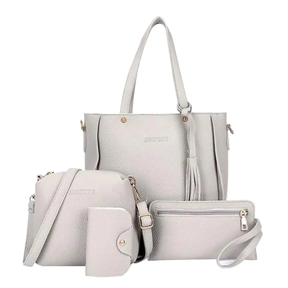 4-Piece Women's PU Leather Handbag Set with Shoulder Bag