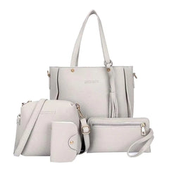 4-Piece Women's PU Leather Handbag Set with Shoulder Bag